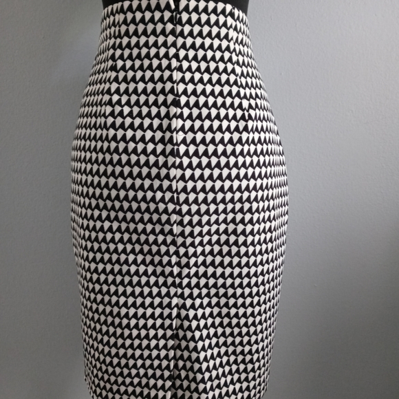 Skirt Women Banana Republic pencil 4P geometric Zipper black  beige with zipper - Picture 5 of 10